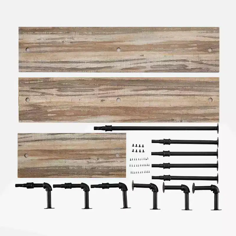 Mensola a muro a 3 ripiani Aurora Nero/Rustico - Struttura in ferro industriale, superficie laminata, soluzione di archiviazione per la casa