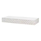 Small Embossed Wood Floating Decorative Wall Shelf White - American Art Decor: Modern Style, No Assembly, MDF & Wood Material