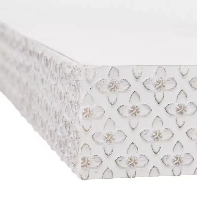 Piccola Mensola da Parete Decorativa Fluttuante in Legno Goffrato Bianca: Stile Moderno, Nessun Montaggio, Materiale MDF e Legno