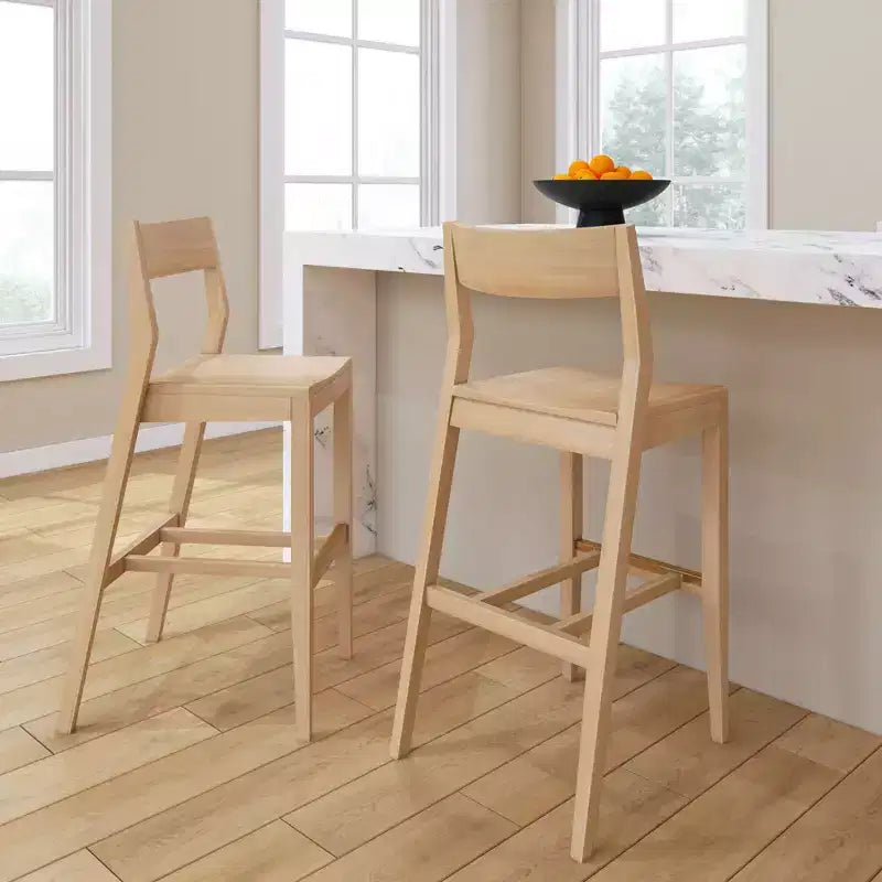 Sedia Altezza Bancone, Sedia da Pranzo in Legno Massello da 44 cm per Isola Cucina, Sgabello da Bar per Colazione