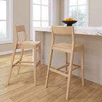 Sedia Altezza Bancone, Sedia da Pranzo in Legno Massello da 44 cm per Isola Cucina, Sgabello da Bar per Colazione