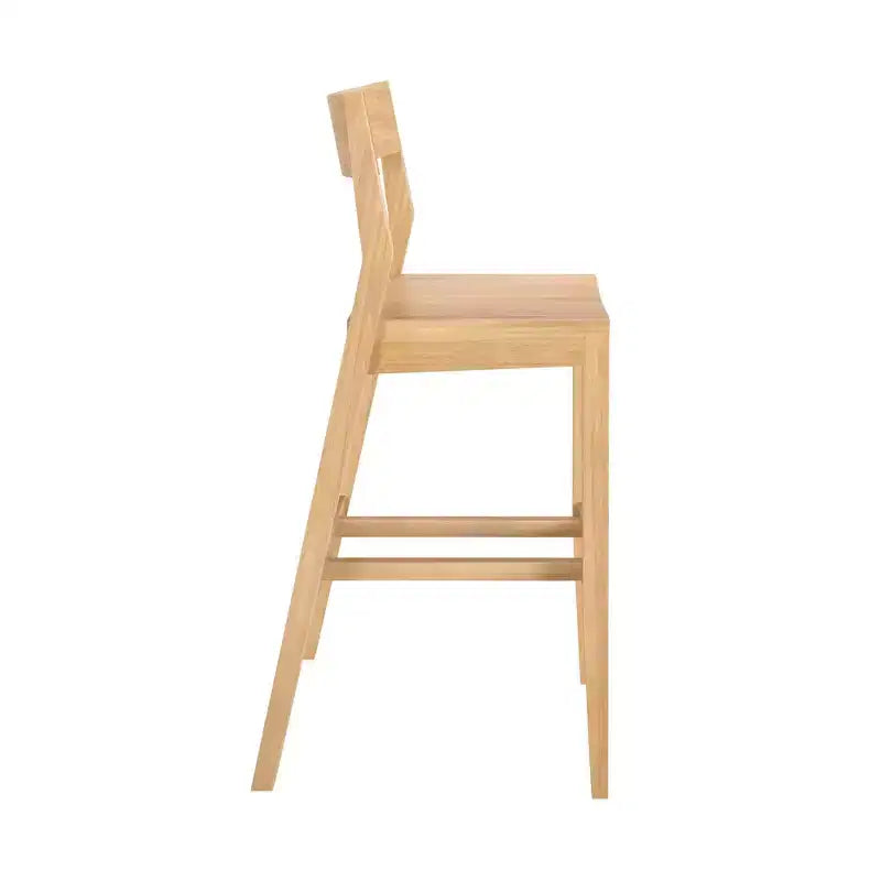Sedia Altezza Bancone, Sedia da Pranzo in Legno Massello da 44 cm per Isola Cucina, Sgabello da Bar per Colazione