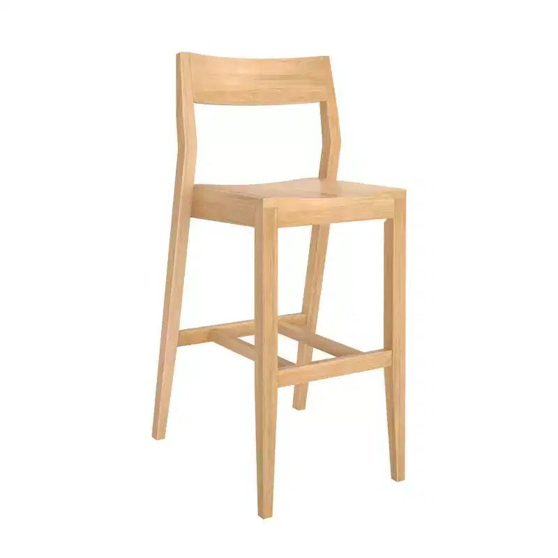 Sedia Altezza Bancone, Sedia da Pranzo in Legno Massello da 44 cm per Isola Cucina, Sgabello da Bar per Colazione