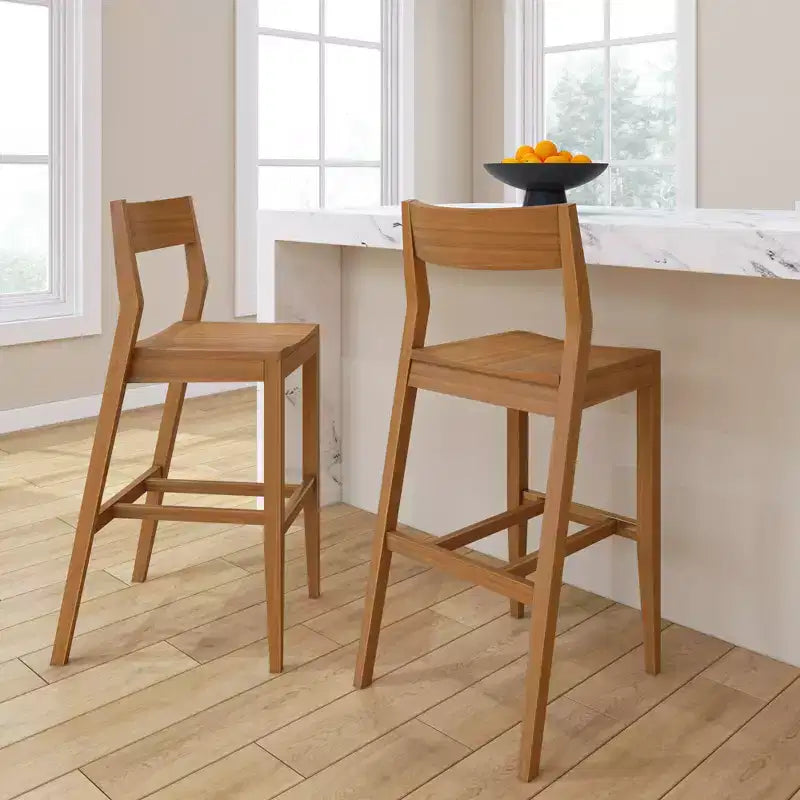 Sedia Altezza Bancone, Sedia da Pranzo in Legno Massello da 44 cm per Isola Cucina, Sgabello da Bar per Colazione