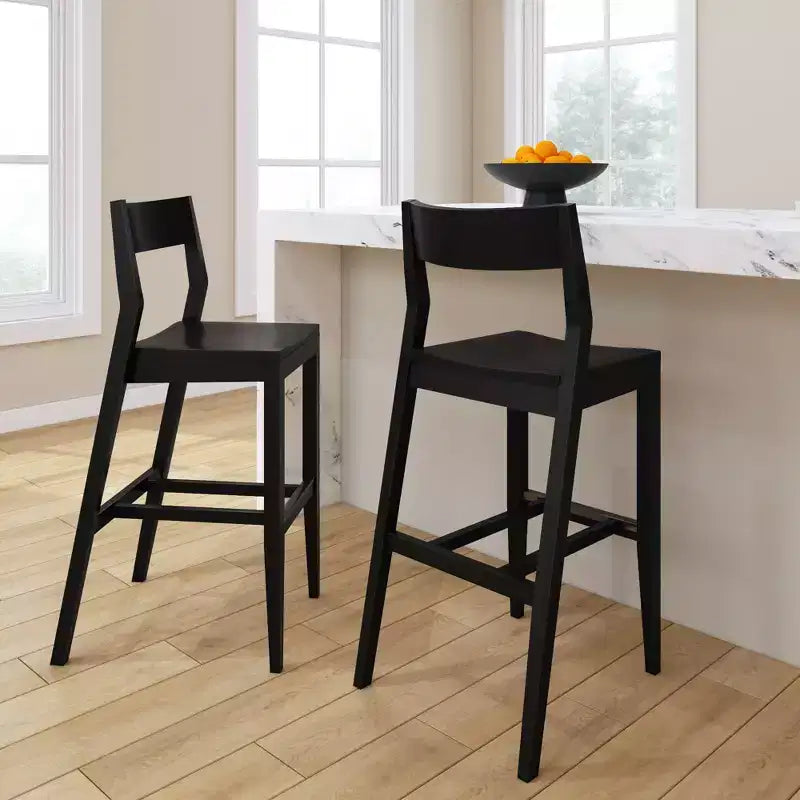 Sedia Altezza Bancone, Sedia da Pranzo in Legno Massello da 44 cm per Isola Cucina, Sgabello da Bar per Colazione