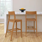 Sedia Altezza Bancone, Sedia da Pranzo in Legno Massello da 44 cm per Isola Cucina, Sgabello da Bar per Colazione