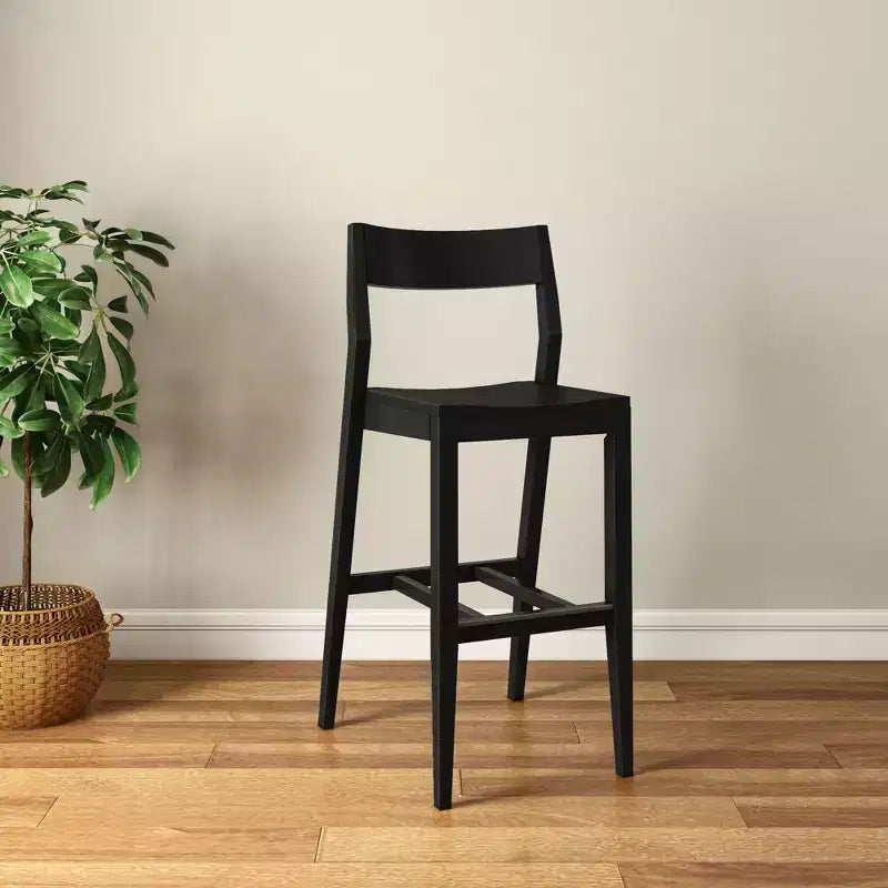Sedia Altezza Bancone, Sedia da Pranzo in Legno Massello da 44 cm per Isola Cucina, Sgabello da Bar per Colazione