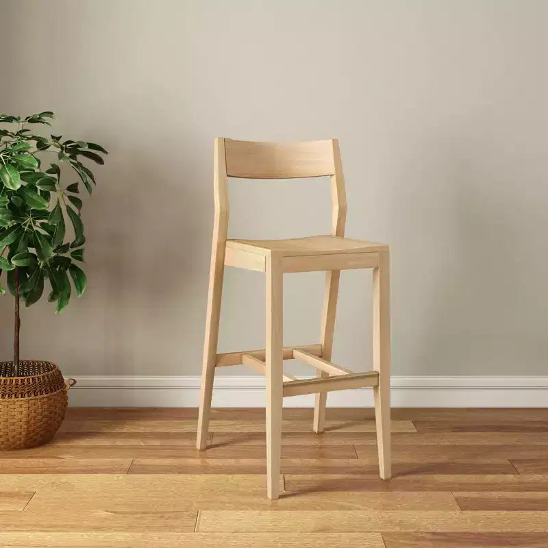 Sedia Altezza Bancone, Sedia da Pranzo in Legno Massello da 44 cm per Isola Cucina, Sgabello da Bar per Colazione