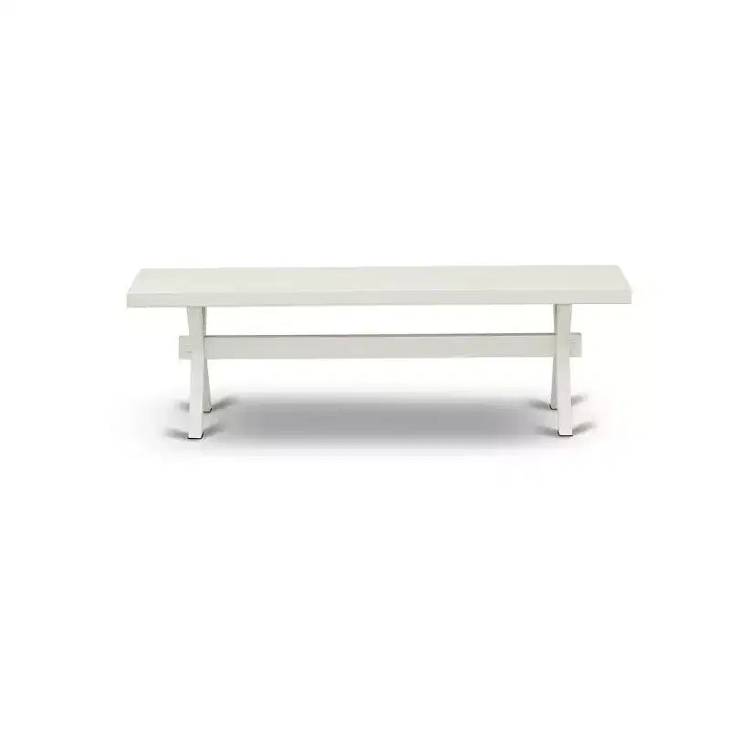 Panca per sala da pranzo moderna X-Style con sedile in legno, 60x15x18 pollici, bianco puro