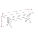 Panca per sala da pranzo moderna X-Style con sedile in legno, 60x15x18 pollici, bianco puro