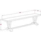 Panca per sala da pranzo moderna X-Style con sedile in legno, 60x15x18 pollici, bianco puro
