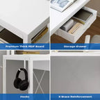 Scrivania da gioco a forma di L da 68", scrivania per computer con prese di corrente e luci a LED, scrivania per ufficio domestico con cassetto portadocumenti, scrivania angolare con ripiano per monitor e gancio