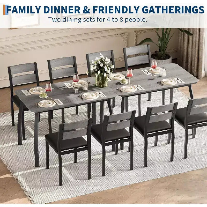 Tavolo da Pranzo per 4 Persone, Tavolo da Cucina in Legno con 4 Sedie Imbottite, Tavolo Salvaspazio con Design Smussato per Cucina Piccola o Appartamento