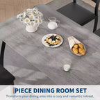 Tavolo da Pranzo per 4 Persone, Tavolo da Cucina in Legno con 4 Sedie Imbottite, Tavolo Salvaspazio con Design Smussato per Cucina Piccola o Appartamento