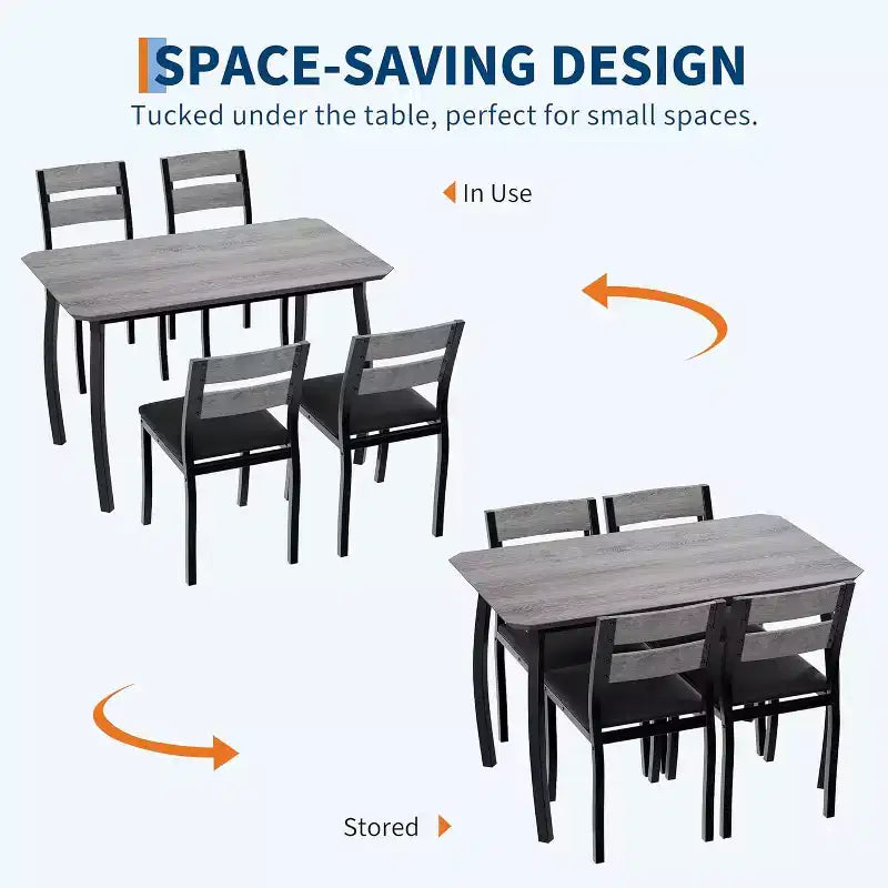 Tavolo da Pranzo per 4 Persone, Tavolo da Cucina in Legno con 4 Sedie Imbottite, Tavolo Salvaspazio con Design Smussato per Cucina Piccola o Appartamento