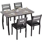 Tavolo da Pranzo per 4 Persone, Tavolo da Cucina in Legno con 4 Sedie Imbottite, Tavolo Salvaspazio con Design Smussato per Cucina Piccola o Appartamento