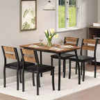 Tavolo da Pranzo per 4 Persone, Tavolo da Cucina in Legno con 4 Sedie Imbottite, Tavolo Salvaspazio con Design Smussato per Cucina Piccola o Appartamento