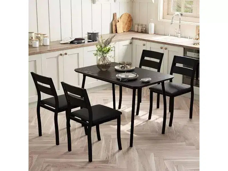 Tavolo da Pranzo per 4 Persone, Tavolo da Cucina in Legno con 4 Sedie Imbottite, Tavolo Salvaspazio con Design Smussato per Cucina Piccola o Appartamento
