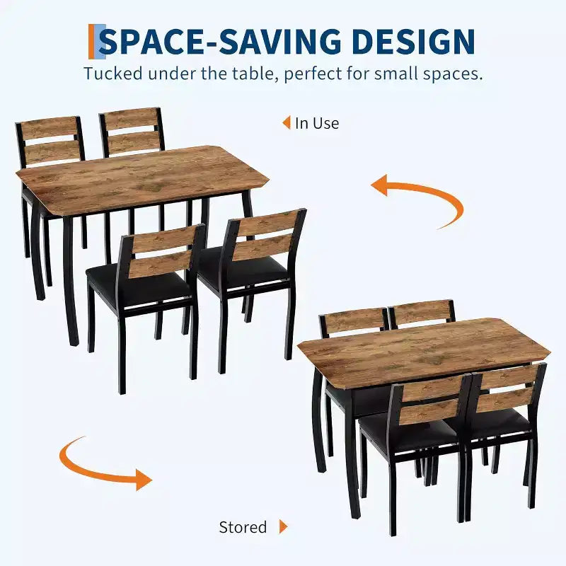 Tavolo da Pranzo per 4 Persone, Tavolo da Cucina in Legno con 4 Sedie Imbottite, Tavolo Salvaspazio con Design Smussato per Cucina Piccola o Appartamento