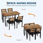Tavolo da Pranzo per 4 Persone, Tavolo da Cucina in Legno con 4 Sedie Imbottite, Tavolo Salvaspazio con Design Smussato per Cucina Piccola o Appartamento