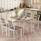 Tavolo da Pranzo per 4 Persone, Tavolo da Cucina in Legno con 4 Sedie Imbottite, Tavolo Salvaspazio con Design Smussato per Cucina Piccola o Appartamento