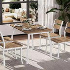 Tavolo da Pranzo per 4 Persone, Tavolo da Cucina in Legno con 4 Sedie Imbottite, Tavolo Salvaspazio con Design Smussato per Cucina Piccola o Appartamento