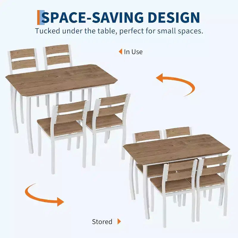 Tavolo da Pranzo per 4 Persone, Tavolo da Cucina in Legno con 4 Sedie Imbottite, Tavolo Salvaspazio con Design Smussato per Cucina Piccola o Appartamento
