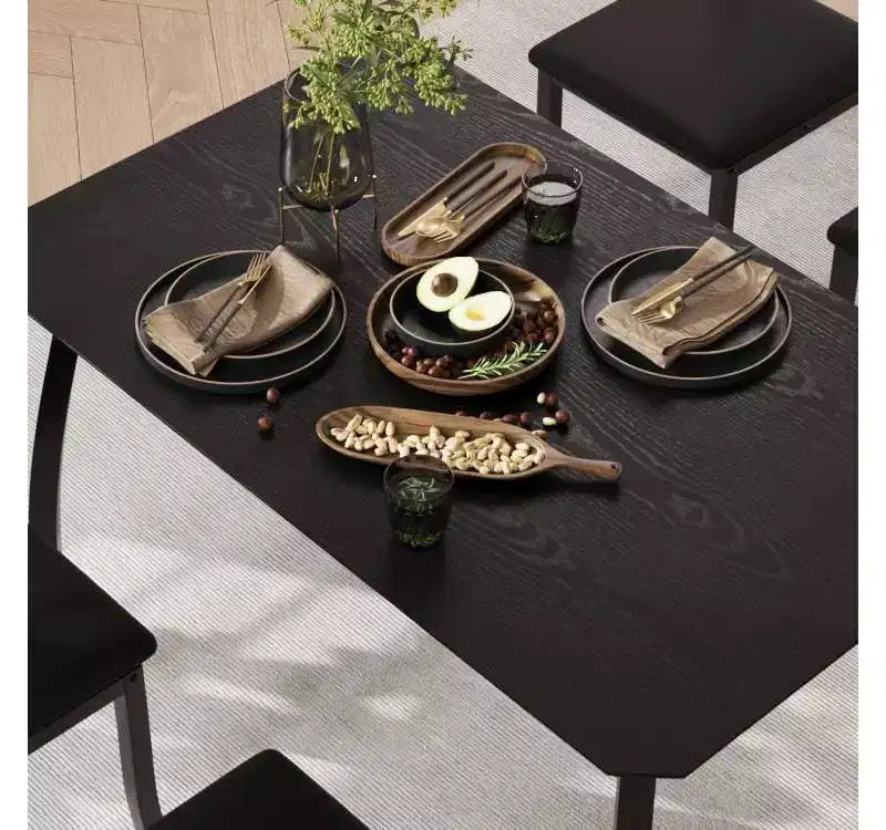 Tavolo da Pranzo per 4 Persone, Tavolo da Cucina in Legno con 4 Sedie Imbottite, Tavolo Salvaspazio con Design Smussato per Cucina Piccola o Appartamento