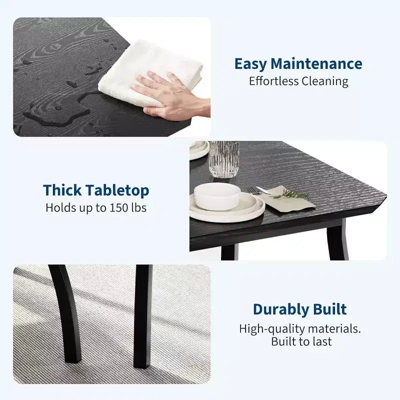 Tavolo da Pranzo per 4 Persone, Tavolo da Cucina in Legno con 4 Sedie Imbottite, Tavolo Salvaspazio con Design Smussato per Cucina Piccola o Appartamento