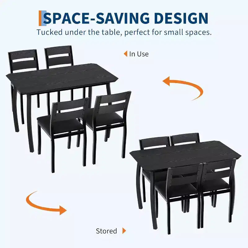 Tavolo da Pranzo per 4 Persone, Tavolo da Cucina in Legno con 4 Sedie Imbottite, Tavolo Salvaspazio con Design Smussato per Cucina Piccola o Appartamento