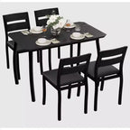 Tavolo da Pranzo per 4 Persone, Tavolo da Cucina in Legno con 4 Sedie Imbottite, Tavolo Salvaspazio con Design Smussato per Cucina Piccola o Appartamento