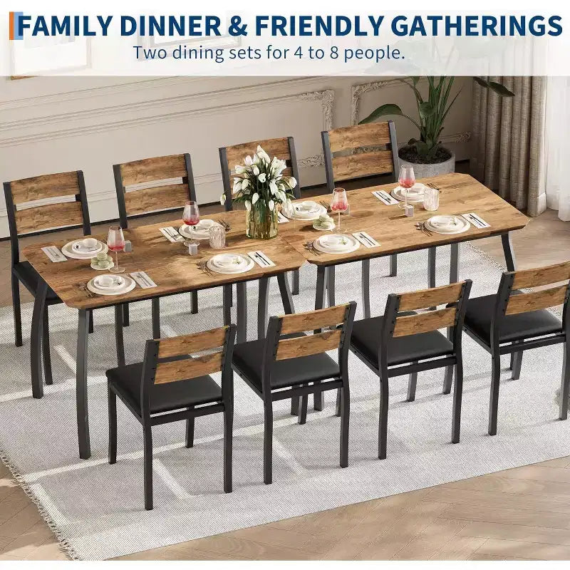Tavolo da Pranzo per 4 Persone, Tavolo da Cucina in Legno con 4 Sedie Imbottite, Tavolo Salvaspazio con Design Smussato per Cucina Piccola o Appartamento