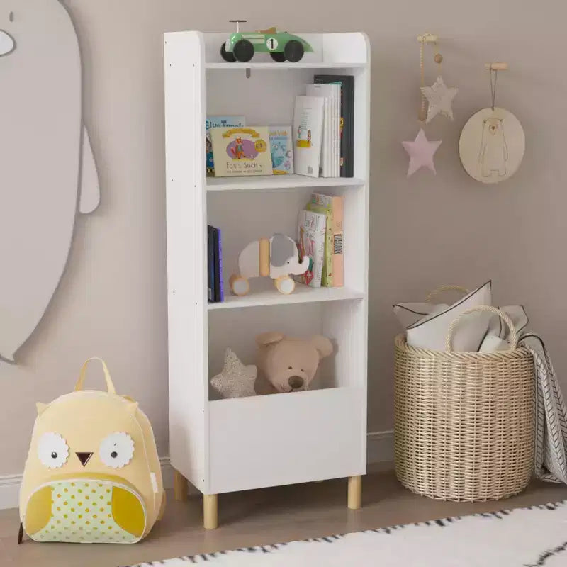 Libreria per Bambini a 4 Ripiani, Espositore per Libri per Bambini, Scaffale Contenitore Giocattoli Organizzatore per la Cameretta dei Bambini, Sala Giochi, Asilo Nido
