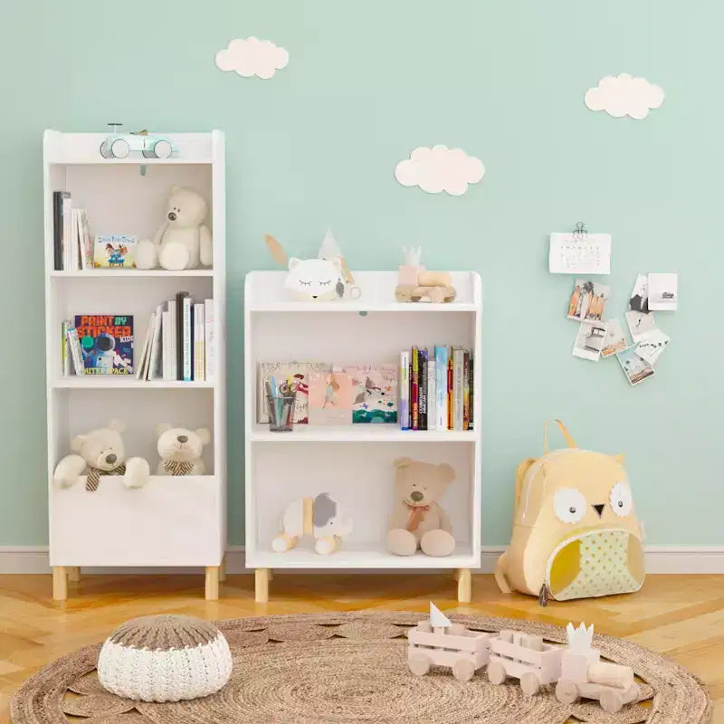 Libreria per Bambini a 4 Ripiani, Espositore per Libri per Bambini, Scaffale Contenitore Giocattoli Organizzatore per la Cameretta dei Bambini, Sala Giochi, Asilo Nido