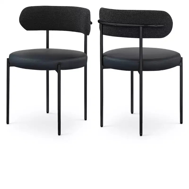 Meridian Furniture,Beacon Vegan Leather and Boucle Fabric Dining Chair, Set of 2