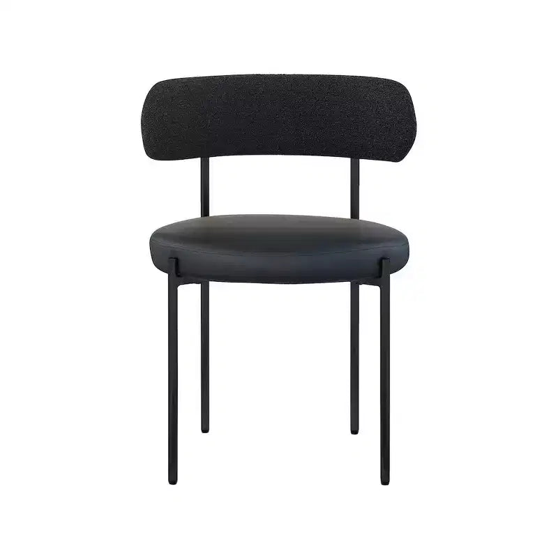 Sedia da pranzo Beacon in pelle vegana e tessuto bouclé, confezione da 2 pezzi