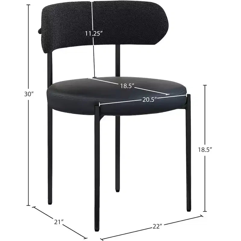 Sedia da pranzo Beacon in pelle vegana e tessuto bouclé, confezione da 2 pezzi