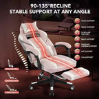 Sedia da gaming girevole a 360°, regolabile in altezza, con poggiapiedi estraibile e supporto lombare ergonomico, in pelle PU, per computer e ufficio, con poggiatesta