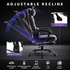 Sedia da gaming girevole a 360°, regolabile in altezza, con poggiapiedi estraibile e supporto lombare ergonomico, in pelle PU, per computer e ufficio, con poggiatesta