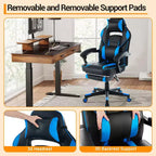 Sedia da gaming girevole a 360°, regolabile in altezza, con poggiapiedi estraibile e supporto lombare ergonomico, in pelle PU, per computer e ufficio, con poggiatesta