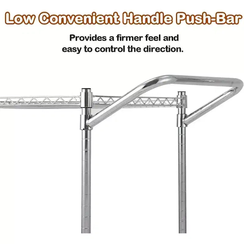 Carrello di servizio da cucina, carrello portaoggetti in metallo rimovibile con ruote e maniglia, carrello di servizio di livello commerciale, cucina, officina