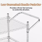 Carrello di servizio da cucina, carrello portaoggetti in metallo rimovibile con ruote e maniglia, carrello di servizio di livello commerciale, cucina, officina
