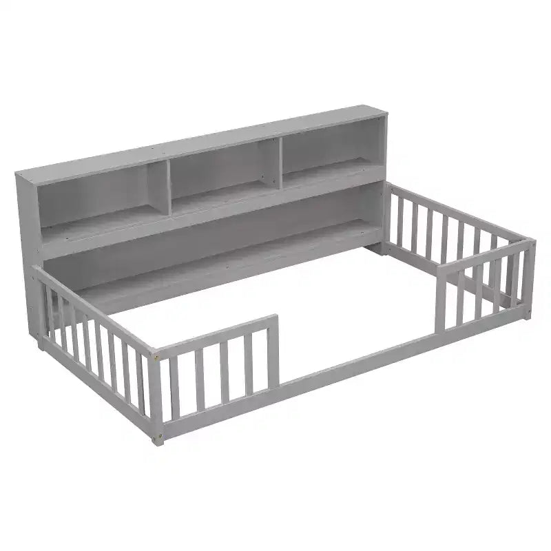 Letto a castello con libreria e sponde di sicurezza