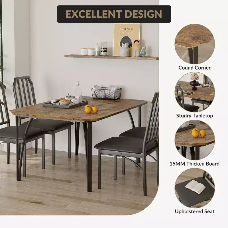 Tavolo e sedie da pranzo - Mobili moderni per sala da pranzo, sedie comode, design elegante ad angolo smussato, struttura resistente in MDF