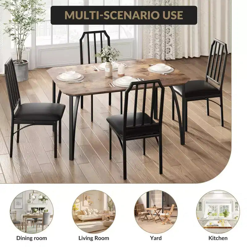 Tavolo e sedie da pranzo - Mobili moderni per sala da pranzo, sedie comode, design elegante ad angolo smussato, struttura resistente in MDF