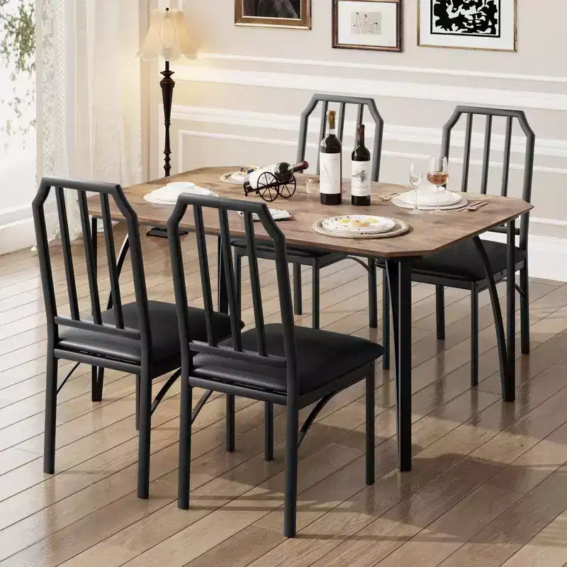 Tavolo e sedie da pranzo - Mobili moderni per sala da pranzo, sedie comode, design elegante ad angolo smussato, struttura resistente in MDF