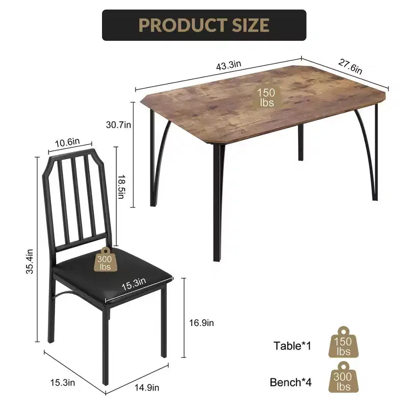 Tavolo e sedie da pranzo - Mobili moderni per sala da pranzo, sedie comode, design elegante ad angolo smussato, struttura resistente in MDF