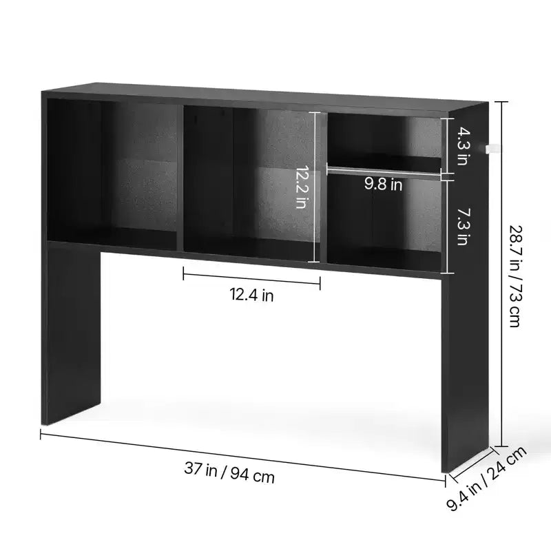 Scaffale da tavolo, organizer da scrivania a 1 ripiano, 37 x 9.4 x 28.7 cm, scaffale da ufficio in legno, espositore, libreria da tavolo, nero
