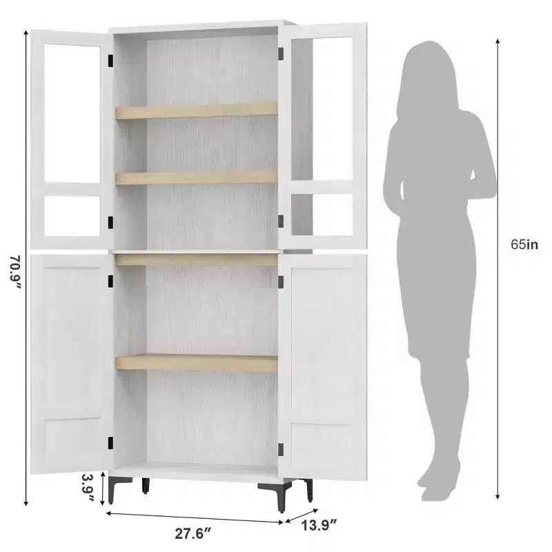 Armadietto alto da 180 cm con ante, mensola regolabile, organizer multiuso per dispensa cucina e bagno