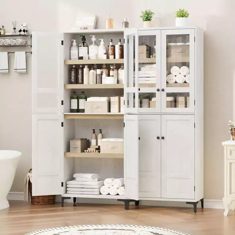 Armadietto alto da 180 cm con ante, mensola regolabile, organizer multiuso per dispensa cucina e bagno